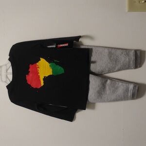 Kids Black Long Sleeve Shirt with Africa Map Design